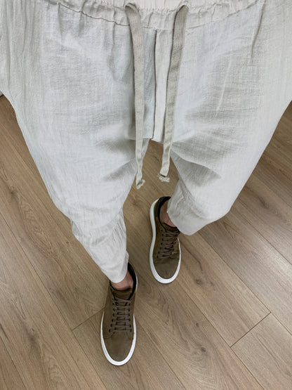 Completo Marrakech in Puro Lino Pantalone + Camicia col. Beige