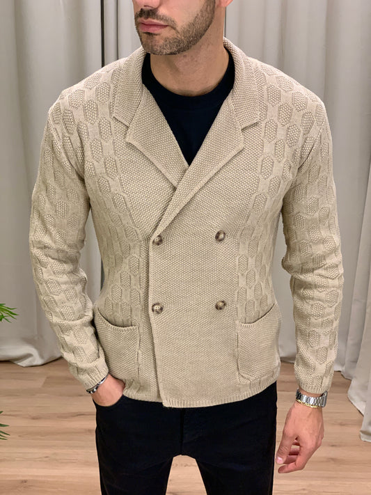 Cardigan Doppiopetto misto Lana col. Beige