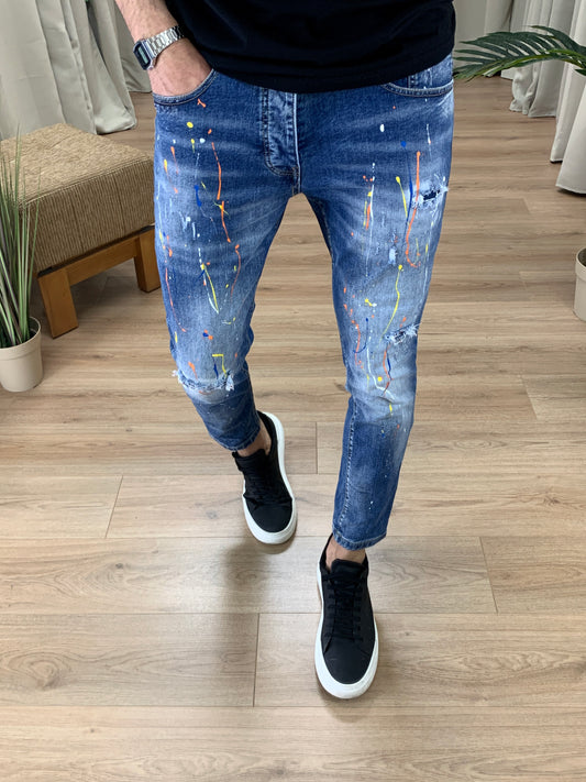 Jeans Dimmer Painted elasticizzato col. Denim