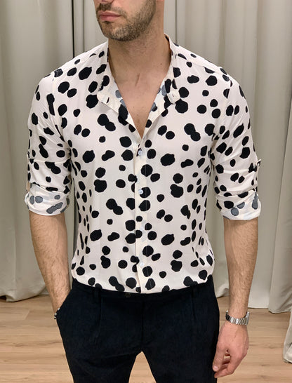 Camicia Giants Pois in Viscosa col. Panna