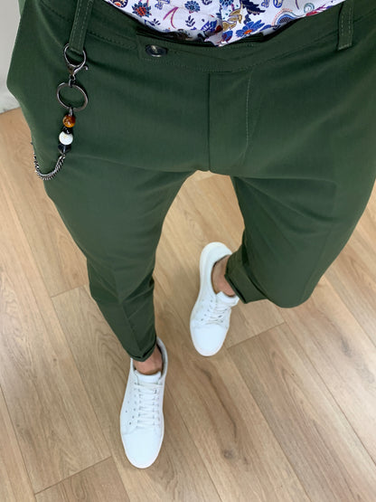 Pantalone Miramare ad un bottone col. Verde Militare