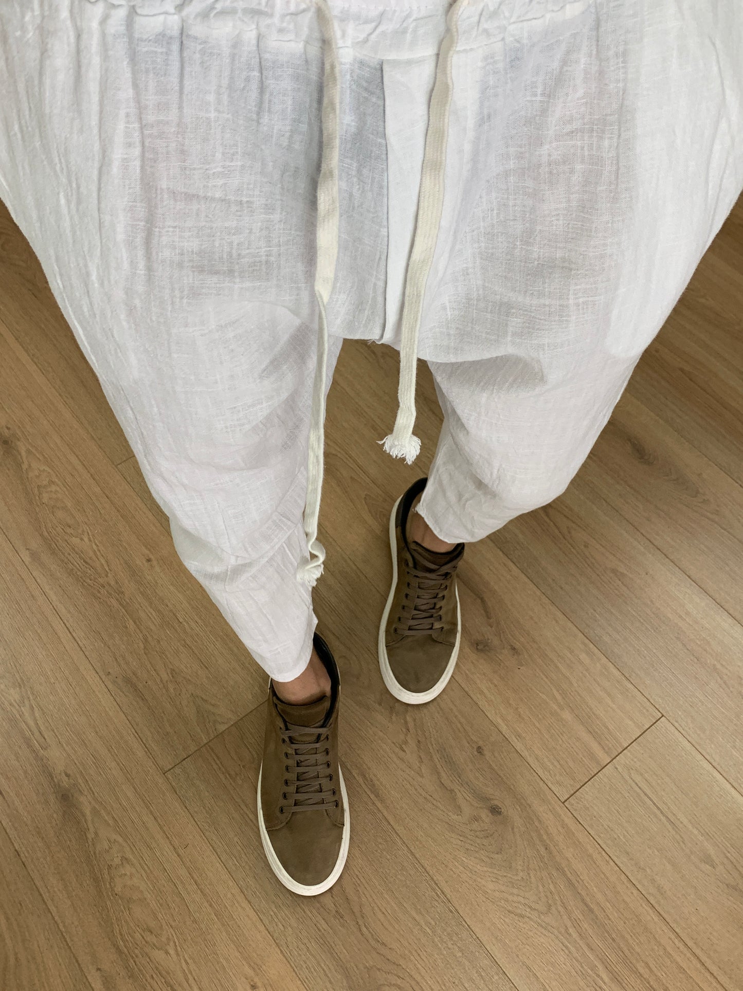 Completo Marrakech in Puro Lino Pantalone + Camicia col. Bianco