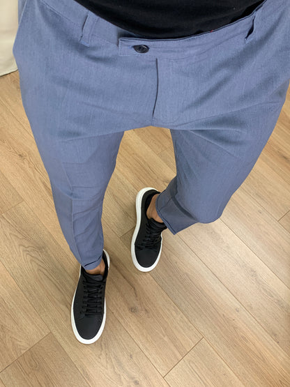 Pantalone Lugano con risvolto col. Avio