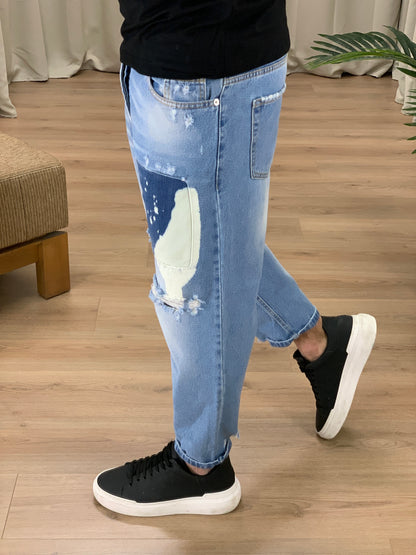 Jeans con Toppa Painted regular fit col. Denim