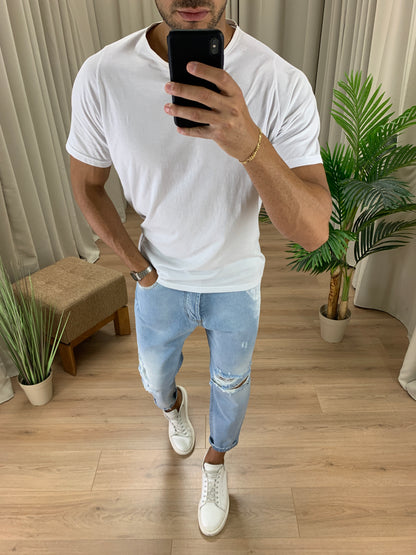Jeans Casacon con Schizzi di Vernice col. Denim