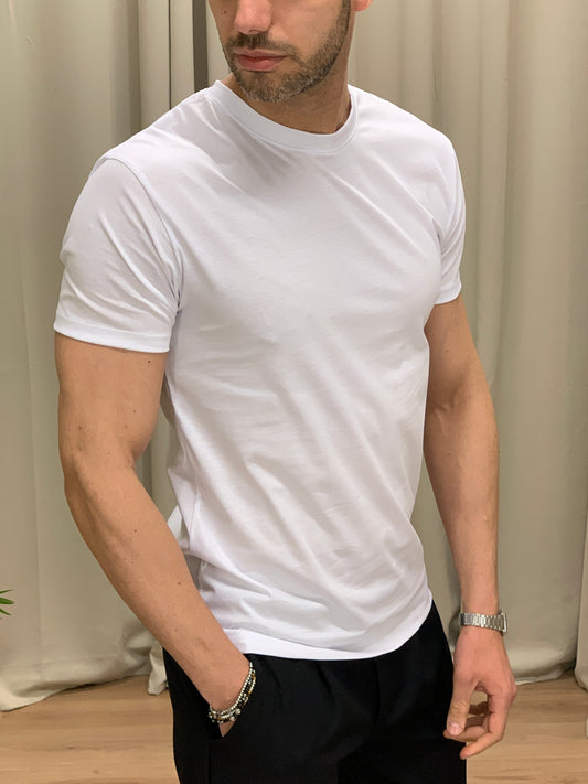 T-shirt Basic in Filo di Scozia col. Bianco
