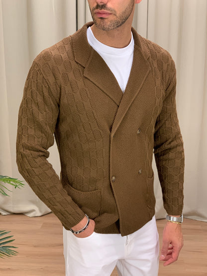 Cardigan Doppiopetto misto Lana col. Tabacco