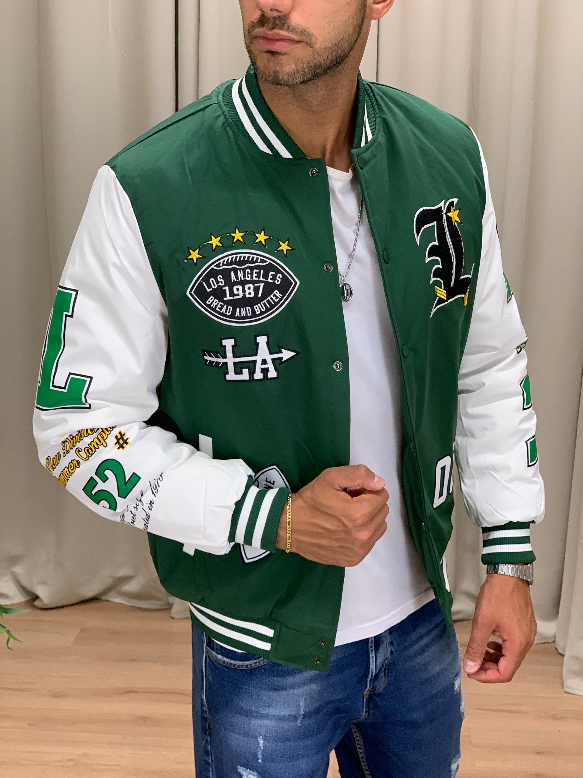 Seadon Giacca Bomber Uomo - Go.KU Giubbotto Uomo Invernale, College  Baseball Jacket Maniche Lunghe Invernale-Green