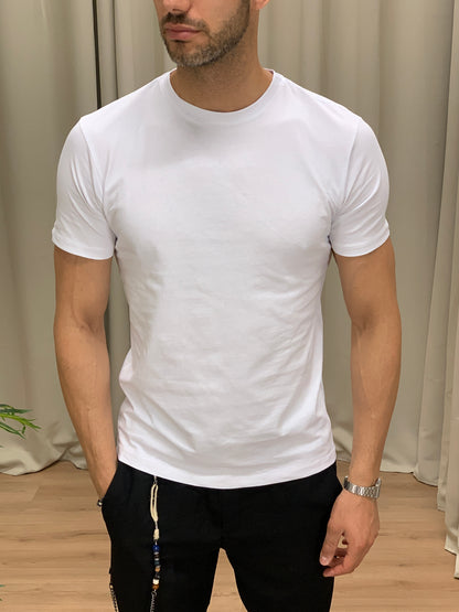 T-shirt Basic slim fit in cotone col. Bianco