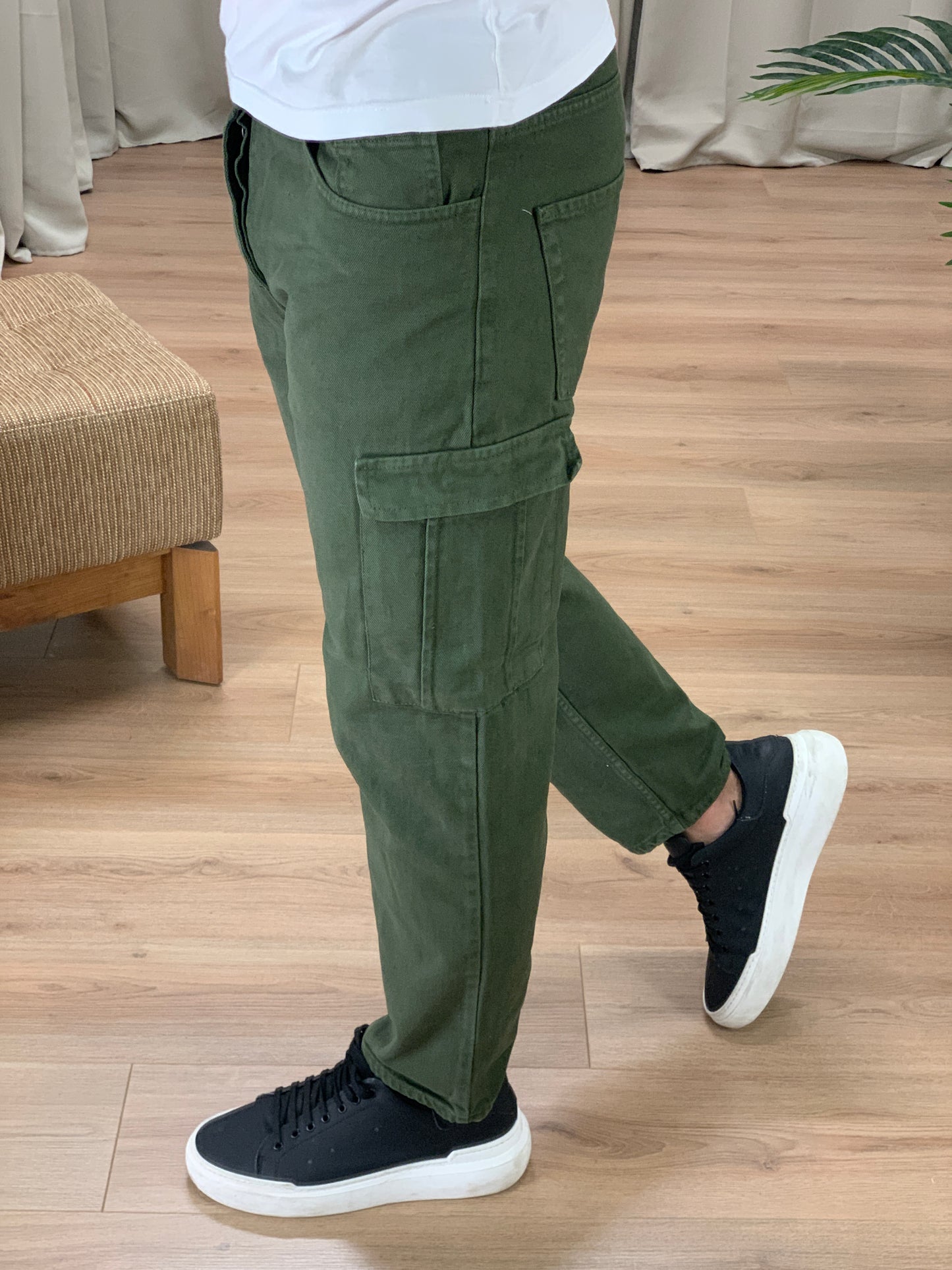 Jeans Cargo Tass con Tasconi Laterali col. Verde Militare