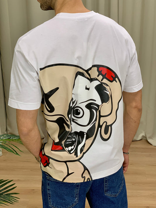T-shirt Cyborg Bear con Stampa col. Bianco