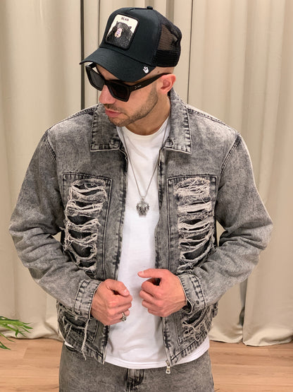 Completo Demon con Lacerazioni Jeans + Giacca col. Antracite