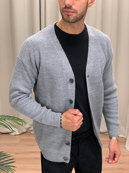 Cardigan Ozzy con Bottoni misto lana col. Grigio