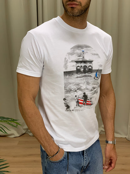 T-shirt fantasia castello di Svak col. Bianco