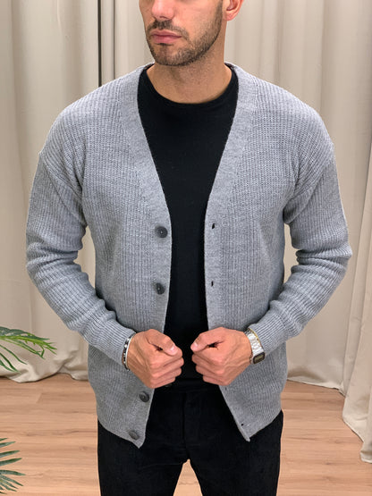 Cardigan Ozzy con Bottoni misto lana col. Grigio