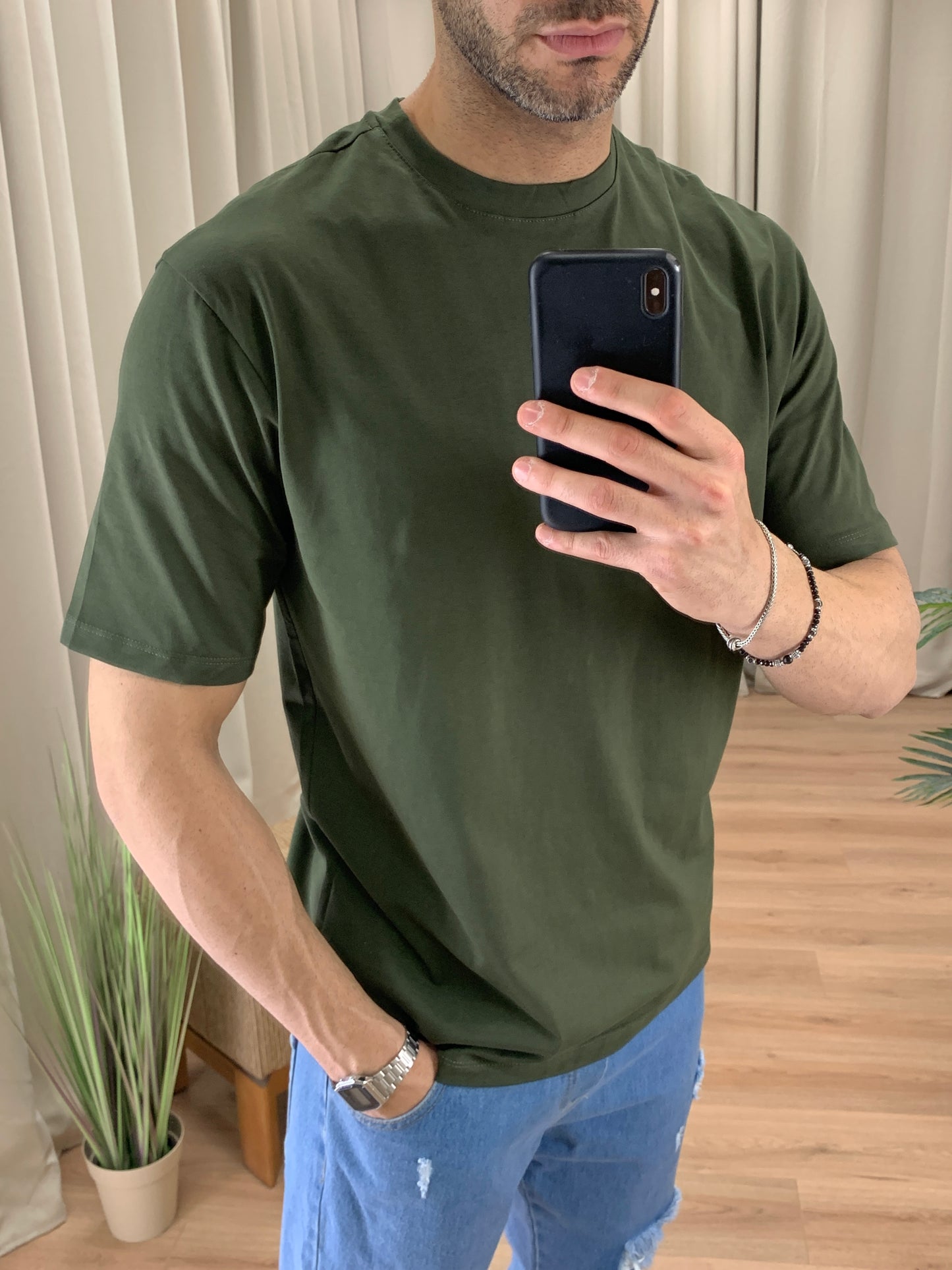 T-shirt Basic Now Oversize in cotone col. Verde Militare