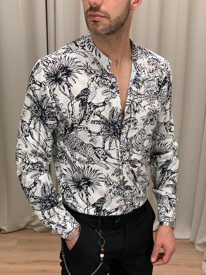 Camicia Savannha in Viscosa con fantasia col. Panna