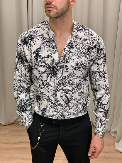 Camicia Savannha in Viscosa con fantasia col. Panna