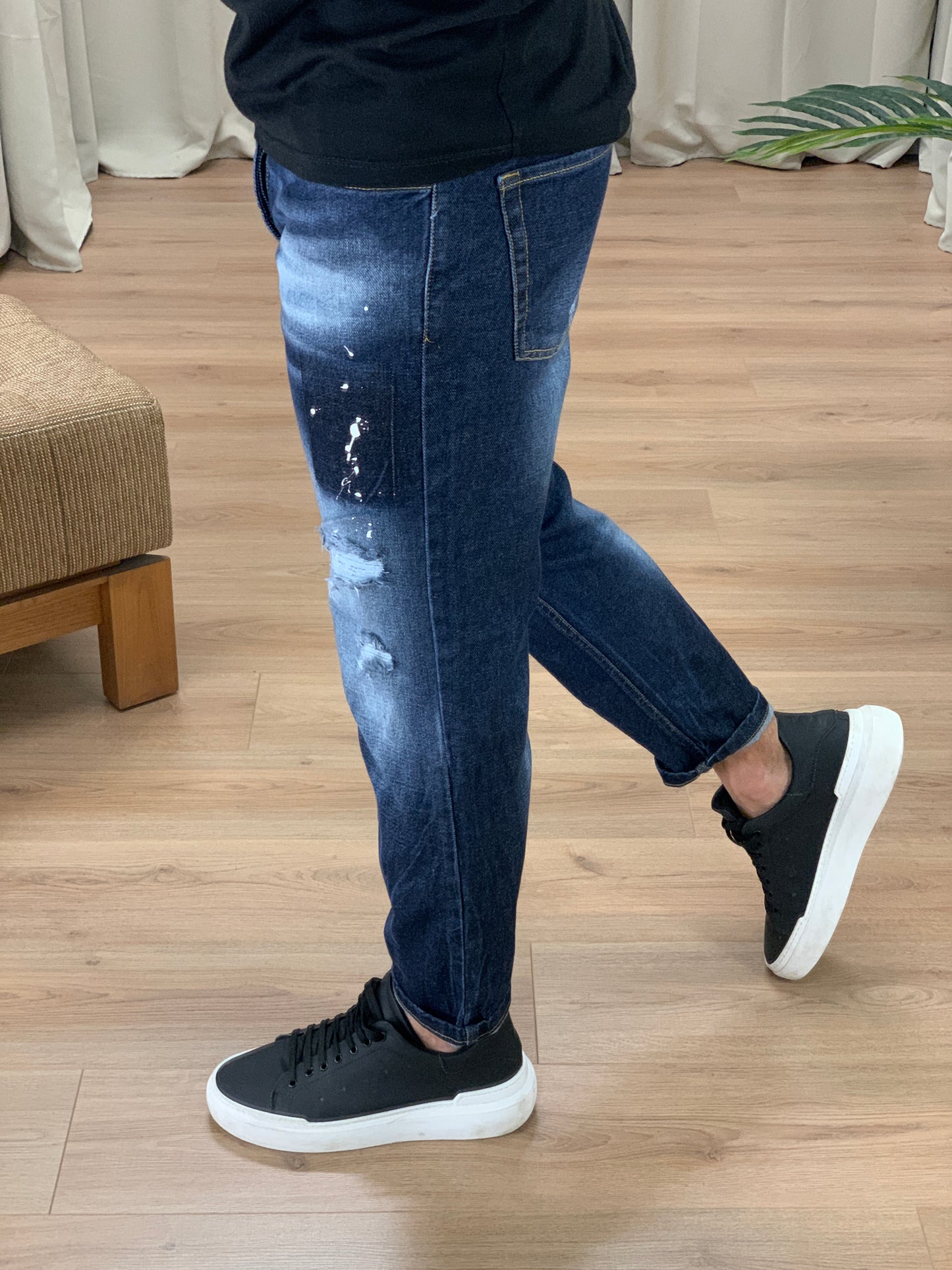 Jeans Squared Two con Abrasioni e Schizzi di Vernice col. Denim