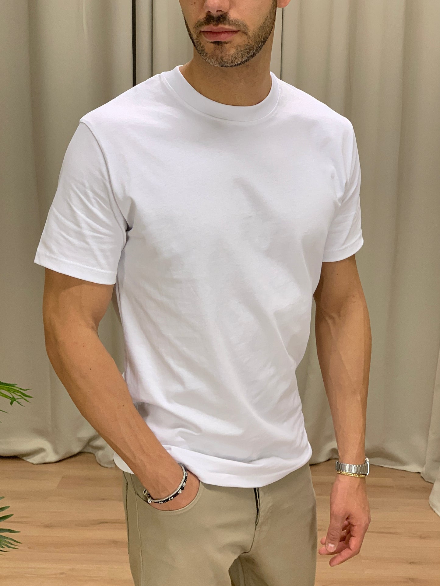 T-shirt New Basic slim fit in cotone col. Bianco