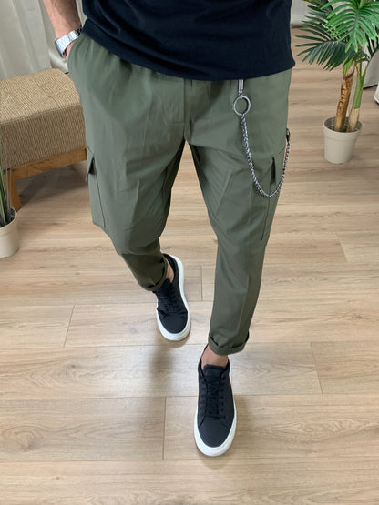 Pantalone Kor con Tasconi Laterali e Catena col. Verde Militare