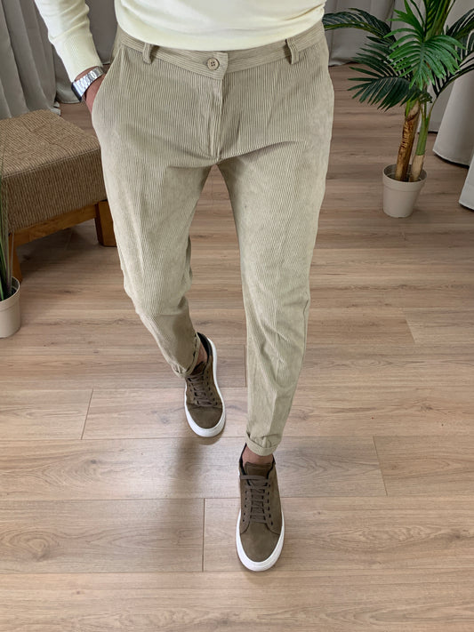 Pantalone Sestriere in velluto a Costine col. Beige