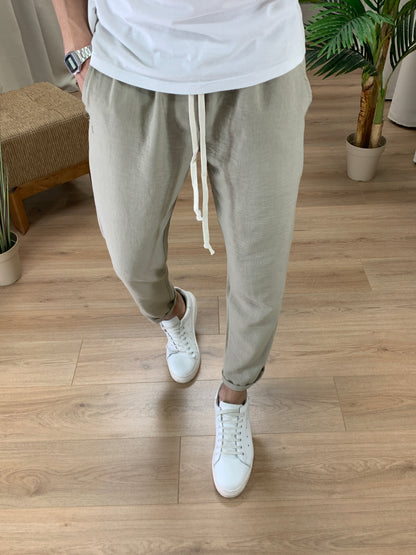 Completo 544 effetto Lino Pantalone + Camicia col. Beige