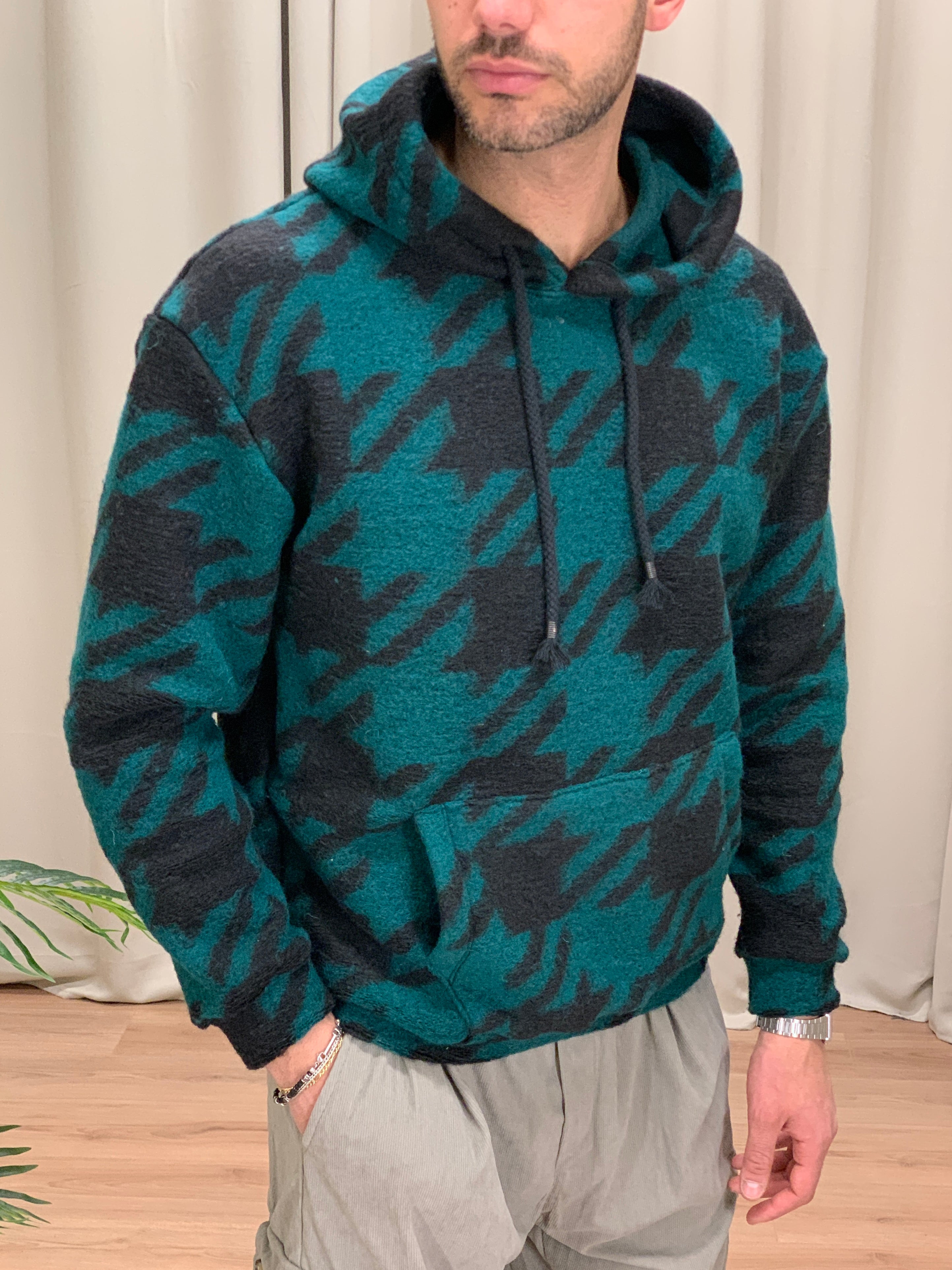 Felpa effetto Lana Cotta giant poule Verde VERDE S