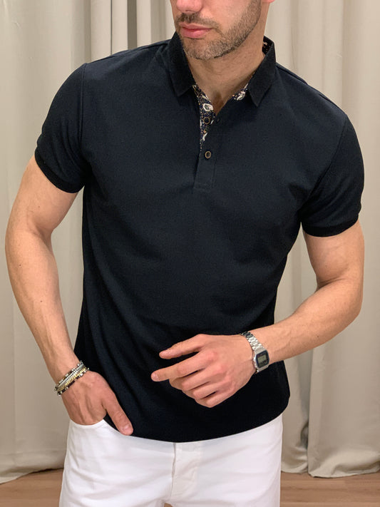 Polo Laurent effetto Piquet col. Nero