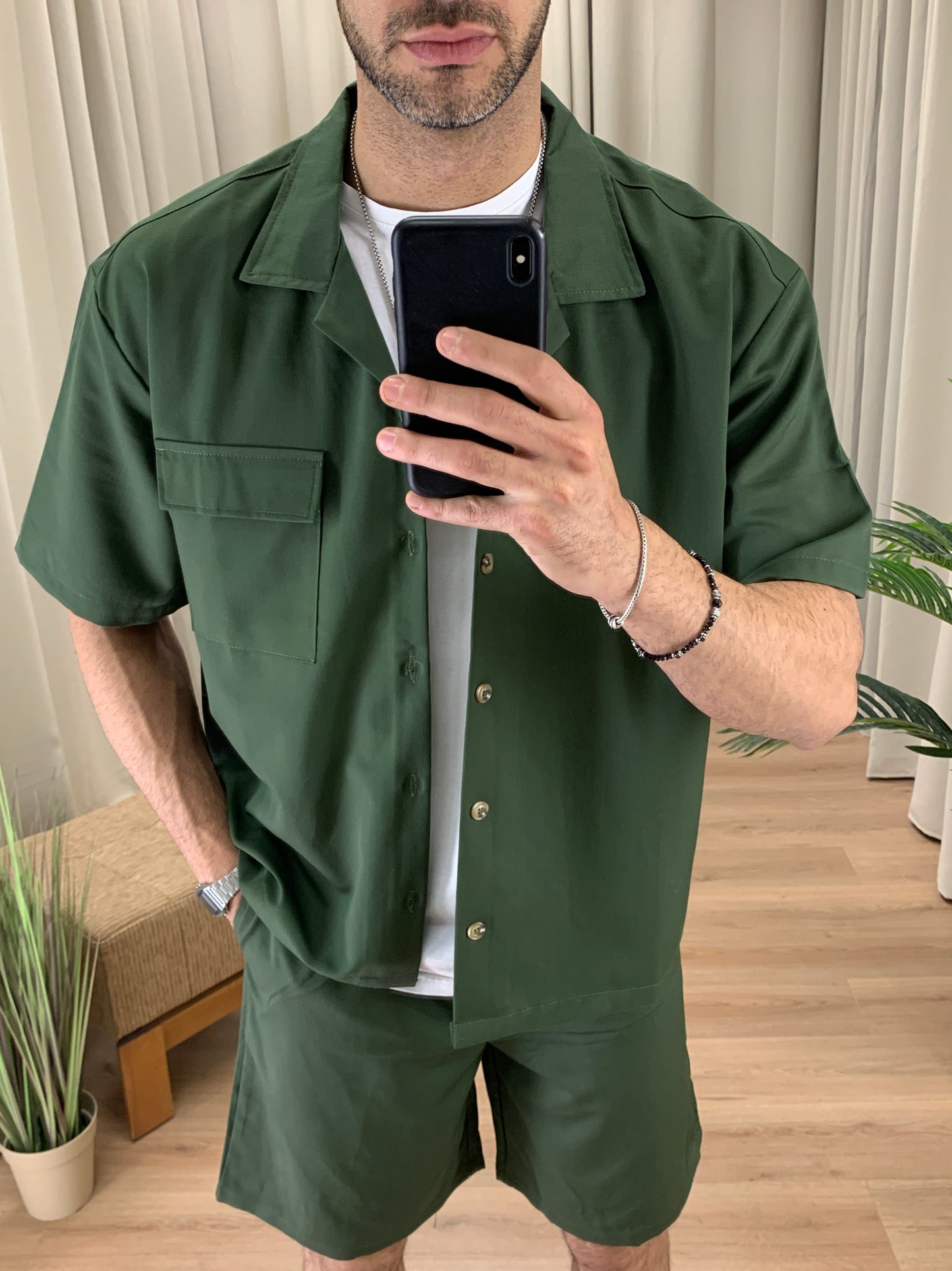 Completo Freedum Bermuda Cargo + Camicia col. Verde Militare