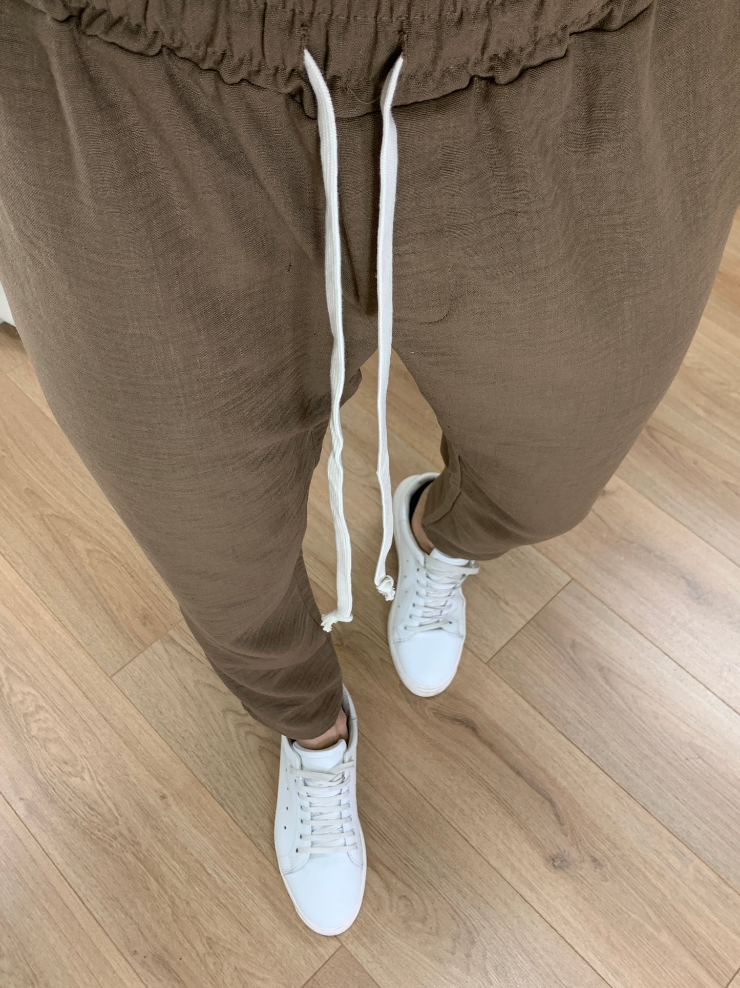 Completo 544 effetto Lino Pantalone + Camicia col. Tabacco