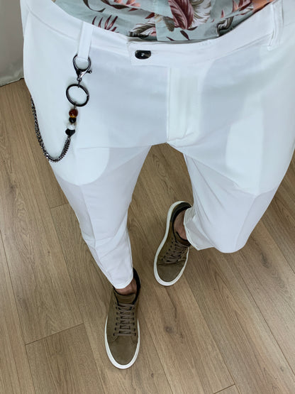 Pantalone Miramare ad un bottone col. Bianco