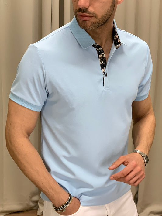 Polo Laurent effetto Piquet col. Celeste