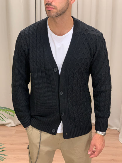 Cardigan Boem Multritrama misto lana col. Nero