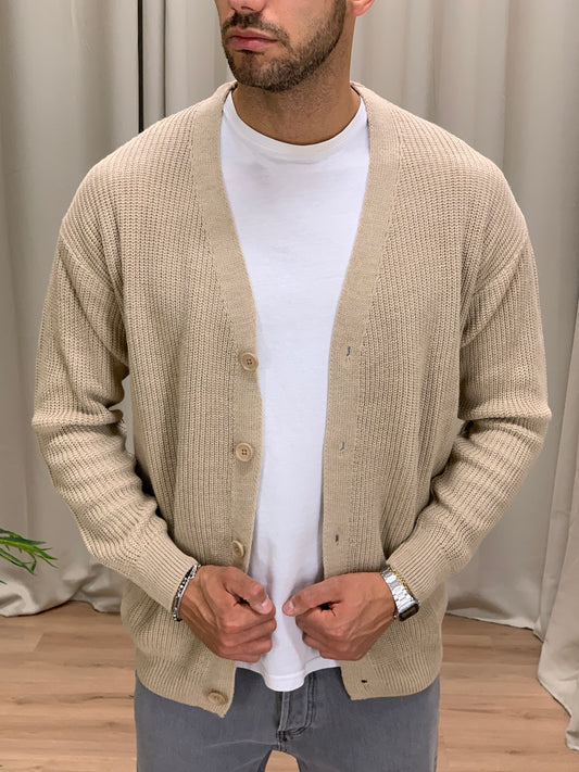 Cardigan Ozzy con Bottoni misto lana col. Cammello