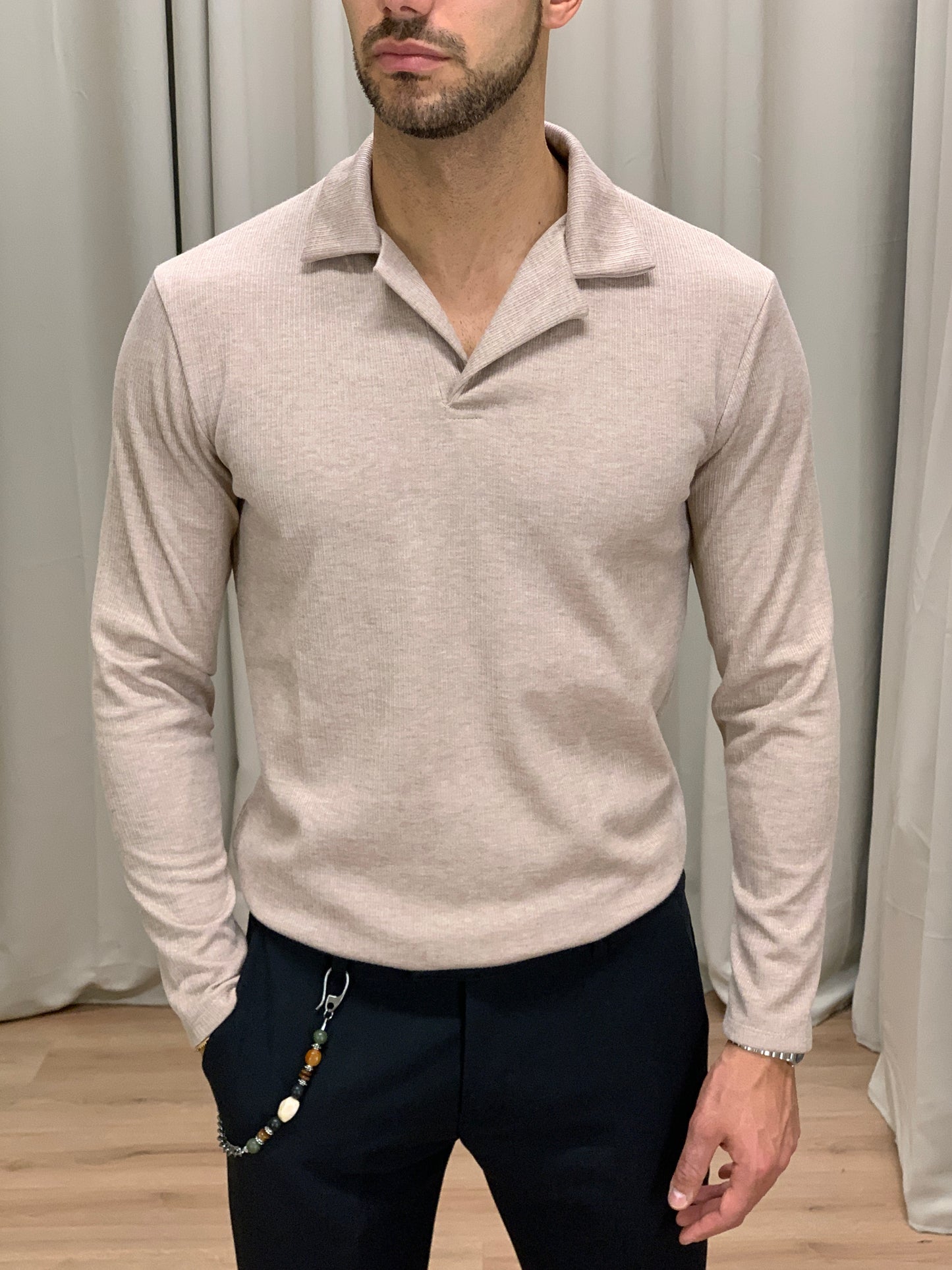 Maglia Zenith con Scollo a Polo col. Beige