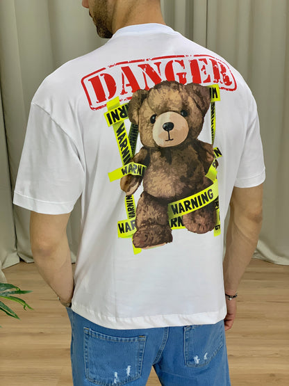 T-shirt Danger Bear con Stampa col. Bianco