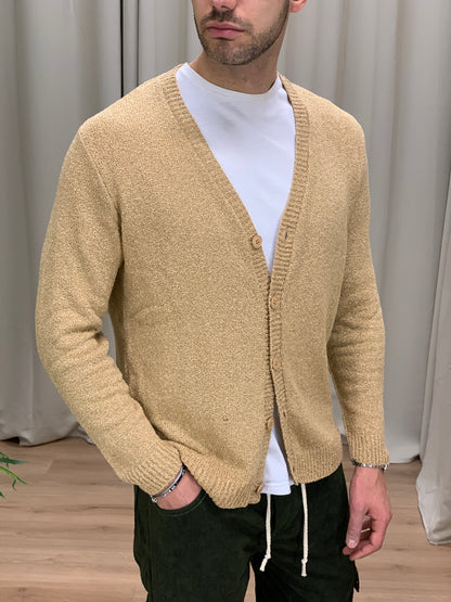 Giacca Cardigan in Maglia con Bottoni col. Beige