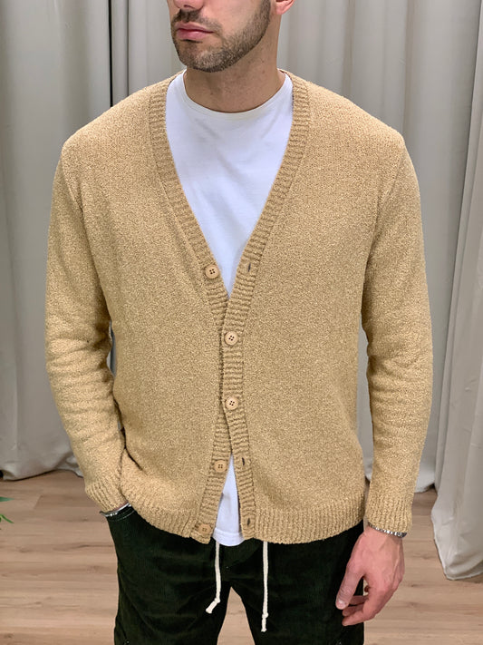 Giacca Cardigan in Maglia con Bottoni col. Beige