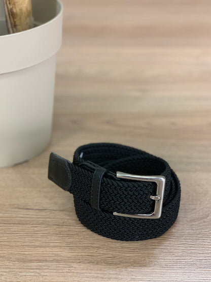 Cintura Total Black in tessuto intrecciato elasticizzato col. Nero
