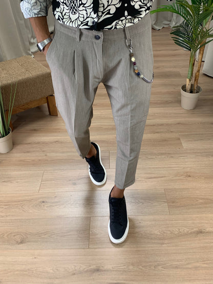 Pantalone Stoccolma ad un bottone col. Tortora