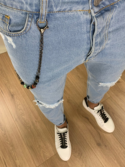 Jeans Boston con rotture al ginocchio col. Denim
