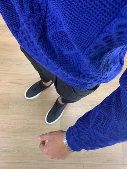 Maglioncino trama rombo alveato col. Blu Royal