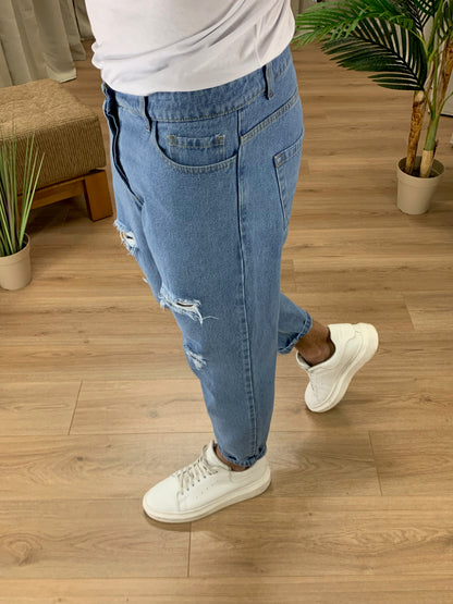 Jeans Town con rotture varie col. Denim