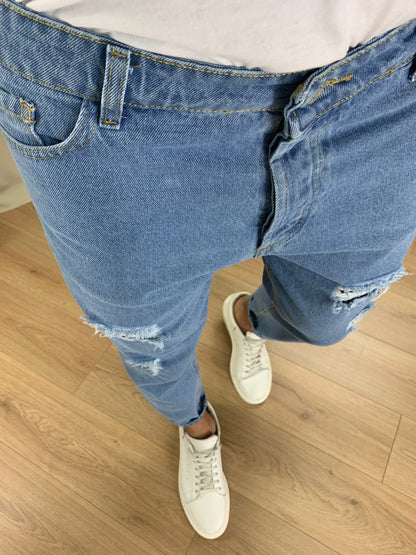 Jeans Town con rotture varie col. Denim