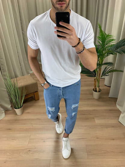 Jeans Town con rotture varie col. Denim