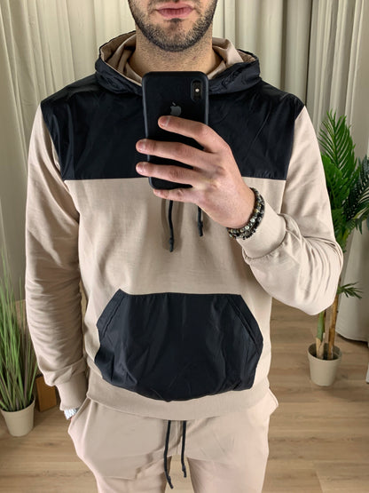 Felpa Inserti K-Way col. Beige/Nero