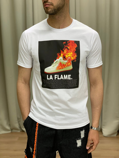 T-shirt Air Flames in Cotone col. Bianco