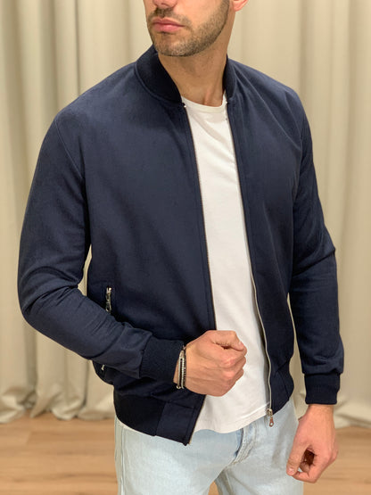 College Spartacus in eco daino con zip col. Blu