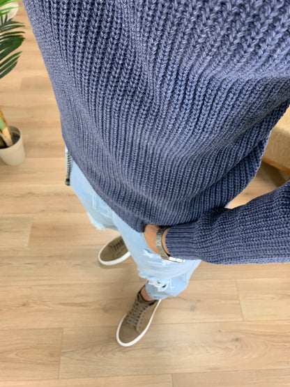 Maglioncino Napoleone girocollo trama Basic col. Blu